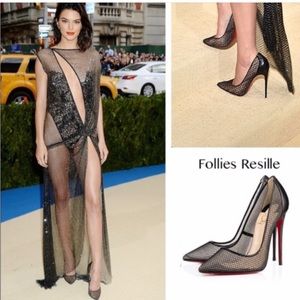 Christian Louboutin Follies Lace 100 Fishnet Pump
